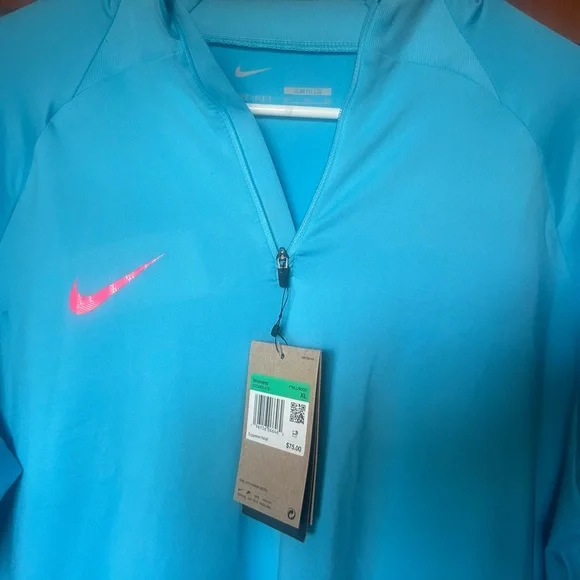 Nike Aqua Long Sleeve Top with Pink Swoosh - Picture 3 of 5
